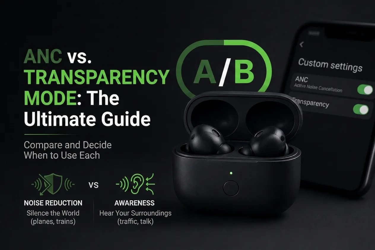 ANC vs Transparency Mode — The Difference, and When to Use Each